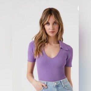 Forever 21 Lavender V-Neck Bodysuit